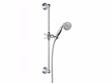 Retro sliding bar - Contemporary style metal shower wallbar with hand shower by Tender rain - view 3